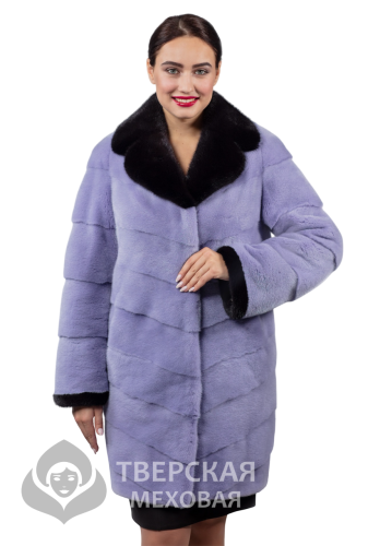Норковая шуба «Парадиз» воротник сиреневый