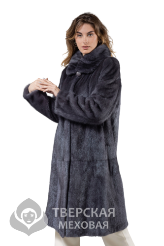 Норковая шуба "Белла" воротник графит 110